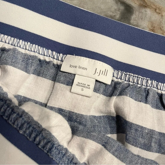 J. Jill Love Linen Striped Skirt Side Buttons Pockets S/M - Picture 4 of 8